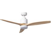 Ledkia Ventilador de Techo LED Mersin Blanco Madera 132cm - Motor DC - 6 Velocidades - Luces LED CCT - Mando a Distancia