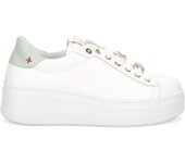 GIO + Zapatillas de deporte para mujer en cuero blanco y verde agua con PIA-326-B de mariposas de diamantes de imitación