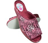 Zapatilla Cuña Flores Burdeos