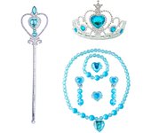 Kids Princess Cosplay Costume Plastic Crystal Tiara Snowflake Jewelry Necklace Earrings Kit Girl Elsa Anna Party Dress Accessory