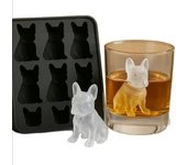 Molde para cubitos de hielo con forma de bulldog francés: bandeja de hielo 3D de silicona con forma de perro, moldes para paletas 3D de 6 cavidades, decoración original para amantes de los bulldogs (1 unidad)