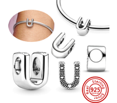 925 Sterling Silver Hollow Round A-Z 26 English Letter Alphabet DIY Beads Fit Original Pandora Charms Bracelet Fine Jewelry Gift