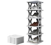 JUPPLIES Zapatero Estrecho Vertical Plegable con Estanterías para Zapatos - Zapatero Armario Organizador Alto - Estantería para Zapatos Apilable con Niveles Ajustables - Zapatero Plegable