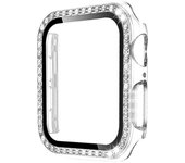 Glass+Diamond Watch Case for Apple Watch Series 8 7 6 SE 5 4 321 Screen Protector iWatch 45mm 41mm 44mm 40mm 42mm 38mm PC Cover