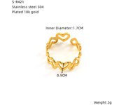 Encanto Anillo de mariposa de acero inoxidable Boca abierta No se decolora Diseño chapado en oro de 18 quilates Sensibilidad Anillo de acero de titanio versátil simple