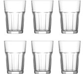 C.A - Set de 6 vasos de cristal clásicos"Aras", base gruesa, resistentes, aptos para lavavajillas, refrescos, agua, bebidas, 12 x 8,3 cm, 365 ml