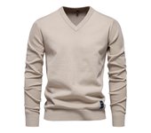 2024 otoño e invierno nuevo suéter de algodón de color sólido con cuello en V suéter de moda para hombres suéter de punto para hombres