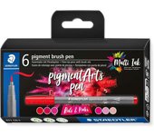 Staedtler 371 Rotuladores Punta de Pincel Suave - Tinta Multi Ink - Pigmentos de Primera Calidad - Colores Rojos/rosas Surtidos