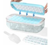 Moldes para Cubitos de Hielo, Cubiteras para Hielo con Tapa, Caja para Cubitos de Hielo de 48 Rejillas con Cuchara para Cubitos de Hielo, para Whisky, Cócteles, Comida para Bebés