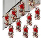 Guirnalda navideña preiluminada inalámbrica de 24 pulgadas, 6 guirnaldas navideñas artificiales con forma de lágrima, guirnalda navideña preiluminada con luces, nuevas decoraciones navideñas de 2024 para escaleras, decoración del hogar, porche y escaleras
