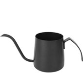 Cafetera de acero inoxidable de 250 ml para uso doméstico, con pico largo y fino, con mango curvo, color negro