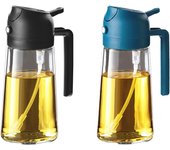 Pulverizador Aceite Spray 470ml - 2 en 1 Spray Aceite Cocina, Dispensadora para Freidora de Aire, Ensaladas, Vinagre y Accesorios Cocina - Negro y Marino
