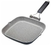 MasterClass Plancha Antiadherente con Mango Plegable Apta para Inducción, 24 cm (9.5”), Aluminio, Negro