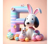 Cute Snoopy With Easter Egg Letters Diamond Painting Art 5d Diy Fantasy Cartoon Dog Alphabet Mosaic Cross Stitch Home Decor Gift