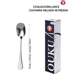 Mr.Spoon Serie Liso Cucharas de 12, 24, 48 o 120 piezas,Acero inoxidable 18/0,Plateado,Económico y funcional,Cuchara de helado largo 145mm,Cuchara de batir 207mm,Mango monobloque,Apto para lavavajillas,Empaque ecológico,Ideal para casa,hotel,restaurante