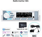 AKAMATE 1Din Boat Radio for RV ATV UTV SPA RZR Marine Media Stereo Player Bluetooth AUX USB with Remote Control FM AM Radio