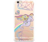Funda original compatible con iPhone 6 o 6S con un diseño de Bob Esponja Caballito Arcoiris