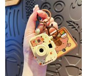 Creative Capybara Keychain Luminous Projection Camera Keyring Cute Cartoon funny bag pendant Backpack Hanging Pendant Gift