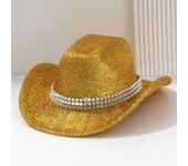 A ladies western cowboy hat with shiny silver lace four seasons jazz hat for men to party in classic style