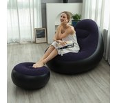 2-IN-1 Lounge Sofa Bed Set Lazy Sofa Set Outdoor Foldable Recliner Bed Folding Portable with Air Pump for Backyard Camping RV