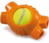 Hueso naranja con pelota de tenis para perros - Juguetes caninos - Favorece la eliminación del sarro