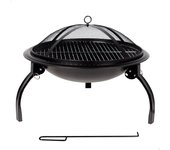 Brasero exterior Portátil y Plegable Aktive, de acero resistente, Ø55x42cm, con rejilla antichispas