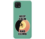 Funda Silicona Líquida Verde para Samsung Galaxy A22 5G diseño Hombre Escalada Dibujos