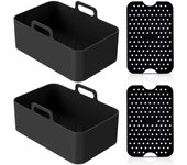Air Fryer Silicone Tray Rectangle Oven Baking Tray Basket Reusable Liner Insert Dish For Ninja Foodi fryer Pan Accessories