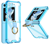 Transparent Electroplated Airbag Ring Phone Case for Samsung Galaxy Z Flip 5 4 3 5G Flip5 Flip4 Flip3 5G Stand Shockproof Cover
