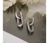 Shiny Rhinestone Geometric Earrings Ladies Fashion Light Luxury Elliptical Double Ring Earrings Exquisite Party Accessories