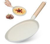 Sartén antiadherente para panqueques, crepes, dosas, tawa, chapatis con mango de madera para estufa de inducción de 23 cm