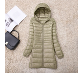 Plus Size White Duck Down Jacket Light-weight Down Jacket Women Inner Cloth Coat Ladies Long Winter Hat Hooded Femal