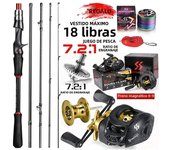 Sougayilang Casting Fishing Rod Reel Set 1.8/2.1m Carbon Fiber Casting Rod and Reel Max Drag 8kg with Line Lure for Bass Pike