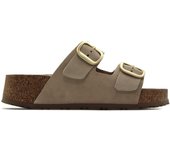Yokono WIWI-003 Sandalia de pala con cuña,de piel,planta de gel,cuña de corcho,hebillas,modelo sencillo,clásica para señora
