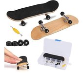 Monopatines para dedos con diapasón con mini aleación profesional, cubierta y caja de arce de madera completa, alivia el estrés, regalos para niños, blanco-