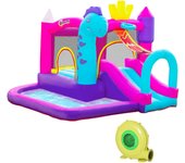 Outsunny Castillo Hinchable con Tobogán Cama de Salto Piscina y Canasta 300x270x200 cm   para Niños +3 Años Incluye Inflador y Bolsa de Transporte para Interior Exterior Multicolor