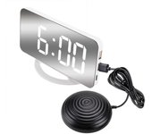 Reloj despertador Vibrant Ruidoso para durmientes pesos adultos sordos, Reloj de Espejo digital with agitador de Cama F