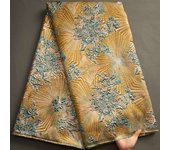 Gold African Lace Fabrics 5 Yards Nigerian Gilding Jacquard Brocade Lace 2024 High Quality Lace For Wedding Party Gowns S3466