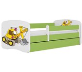Cama 140 x 70 cm Kocot Kids com gaveta e colchão BabyDreams Digger Green