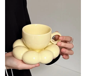Ceramic Cloud-Shaped Coffee Cup Creative Sunflower Saucer Unique Office Afternoon Tea Mug Exquisite Milk Cups Kitchen Drinkware
