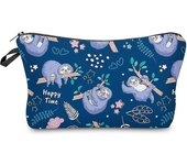 Pequeña Bolsa de Maquillaje Perrito Azul Feliz Tiempo Impreso Bolsa de Cosméticos para Mujer