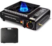 PORCHEDDU Cocina de gas Ideal para Cocinar en el camping Compatible con cartucho o bombona Con Red a prueba de viento y estuche de Transporte.