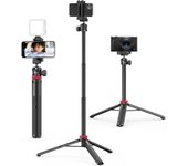 Ulanzi Trípode Universal Extensible 2-en-1 MT- 44 Compatible con Cámaras y Móvil, ajustable de 32 cm a 146 cm. Incluye cabezal de bola 360° para ángulos versátiles, zapata fría y rosca de 1/4"