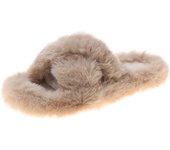 Fashion One Word Thick Fur Slippers Double Fur Slippers Casual Home Cotton Shoes for Women Flat Plush Cross Straps Slippers2025