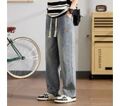 Spring Autumn Hot Sale Men's Stylish Sports Casual Denim Pants Baggy Wide Leg Streetwear Trousers Classic Elastic Waist Jeans