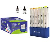 Bismark Set de Rotuladores Punta Pincel y Punta Fina - Colores Surtidos - Caja de 12, 24 y 48 Unidades - Brush 3mm + Extra Fine 0.5mm - Arte Creativa
