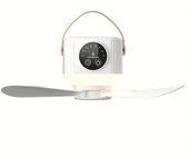 Portátil compacto y potente con ventilador de techo ligero con ventilador de control remoto 3600mAh alimentado por batería, USB, conveniencia de viaje fácil de llevar, diseño de moda Blanco/blanco leche, perfecto para uso en interiores y exteriores