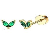 2Pcs Dainty Gold Flat Back Stud Earrings for Women, Hypoallergenic Screw Back Cartilage Earring Set Small Huggie Hoop Earrings