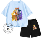 2024 Summer Most Popular Children's NARUTO Anime Character Print Design O-neck Lightweight Short Sleeve and Shorts Two-piece Set