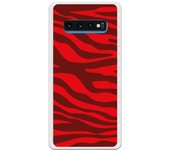 Funda compatible con Samsung Galaxy S10 Plus - Animal Print Zebra Rojo Granate